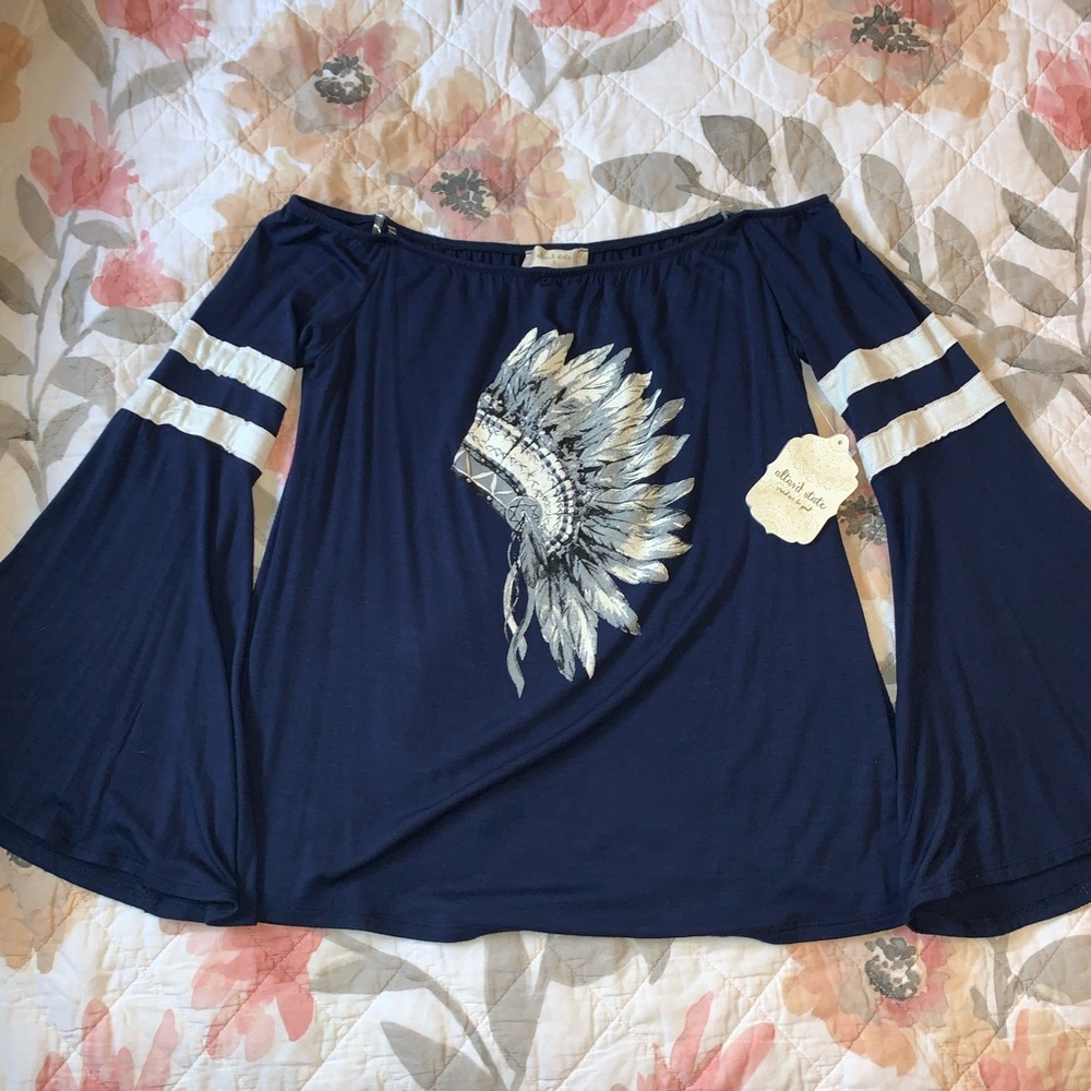 Off the shoulder bell sleeve top